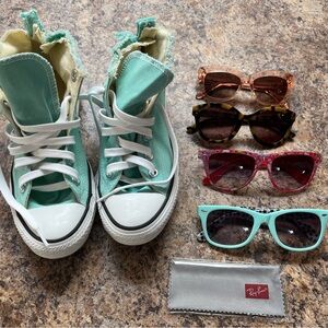 Converse Mint green High-Top distressed cut-off Sneakers shoes midi ankle 5 / 7